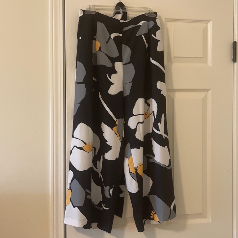High waisted wide leg floral pants